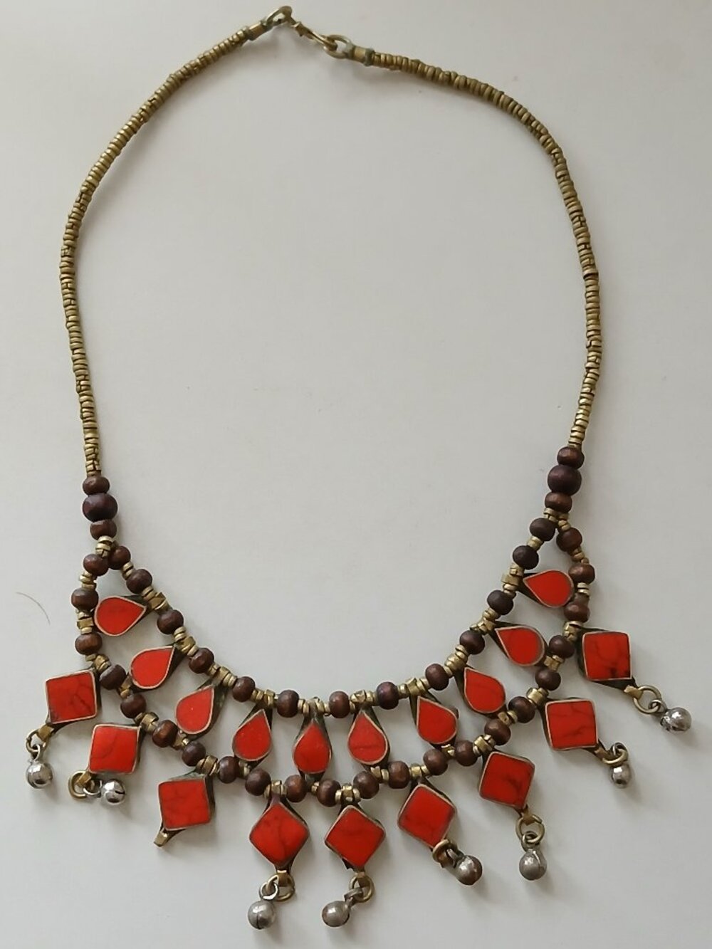 Red beaded necklace good condition missing 1 small bead--not noticeable